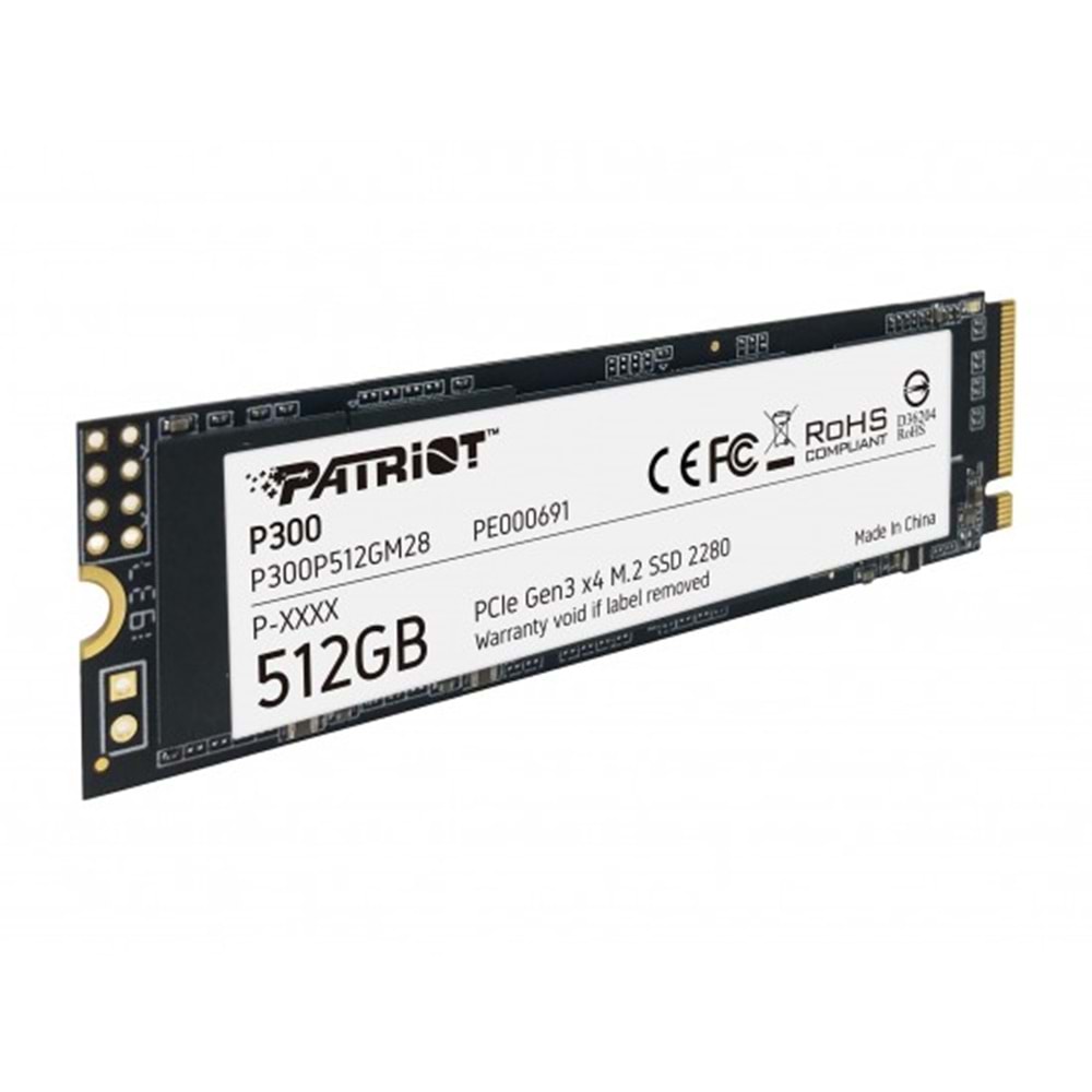 Patriot 512GB P300 M.2 Disk 2280 PCIE Gen3 x 4 1700Mbs 1100Mbs SSD Disk P300P512GM28