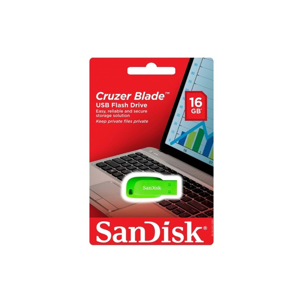 Sandisk Cruzer Blade 16GB Electric Yeşil SDCZ50C-016G-B35GE