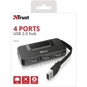 TRUST OILA USB 2.0 4 Portlu Mini Siyah Merkez 20577