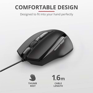 TRUST Voca comfort Siyah kablolu Mouse 23650