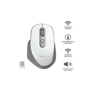 TRUST Ozaa Rechargeable Wireless Mouse - white 24035