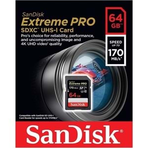 Sandisk 64 GB Extreme SD C10 SDSDXXY-064G-G46G 170MB/S Hafıza Kartı