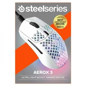 Steelserıes Aerox 3 Snow (2022) Ultra Hafif 59G. Trumove Core Sensör Kablolu Mouse