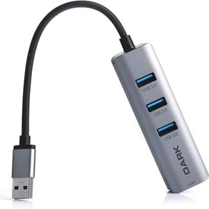 Dark DK-AC-USB332GL USB Type-A to RJ45 Gig. Ethernet ve 3xUSB 3.0 Hub Çok. Adap.