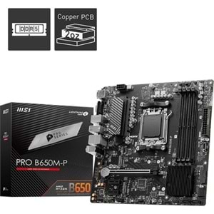 Msi Pro B650M-P DDR5 7200MHZ 1XVGA 1XHDMI 1XDP 2XM.2 USB 3.2 Matx Am5 (AMD AM5 7000 Serili İşlemci Uyumlu)