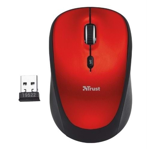 TRUST YVI 1600DPI Kablosuz Kırmızı Mouse