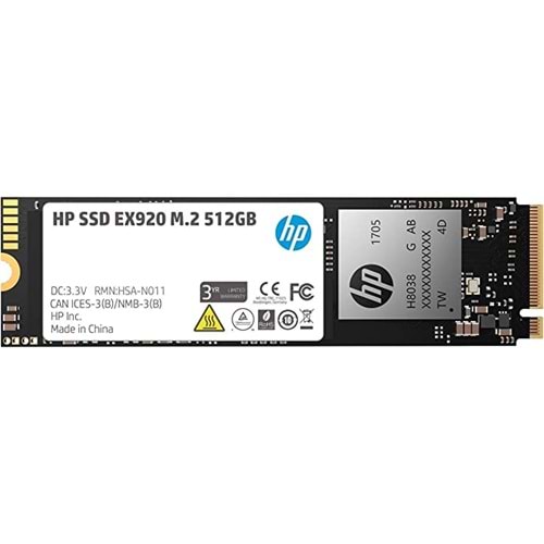 HP-X EX920 M.2 Disk 512GB NVMe 3D TLC NAND Internal Solid State Drive 2YY46AA