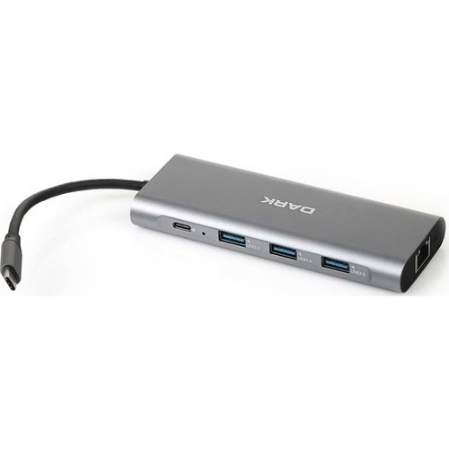 Dark USB 3.1 Type-C 9in1 Ethernet/HDMI/TF SD Kart Okuyucu/USB 3.0/Kulaklık Çoklayıcı Dönüştürücü Çevirici HUB (DK-AC-U31X36)