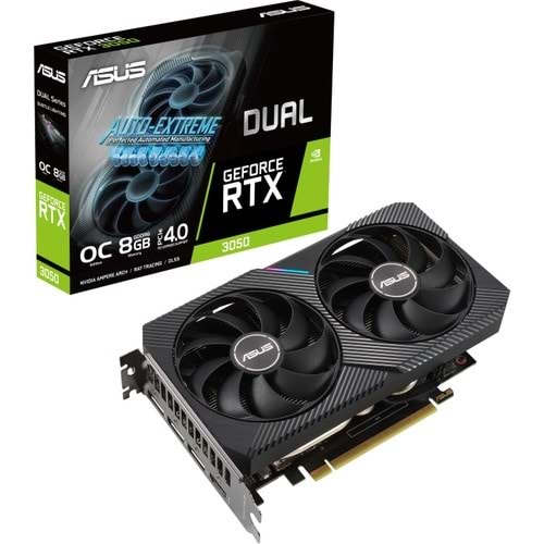 Asus GeForce DUAL-RTX3050-O8G 8GB GDDR6 128Bit 1852MHz OC 1xHDMI 3xDP PCI-Express 4.0 RGB Ekran Kartı