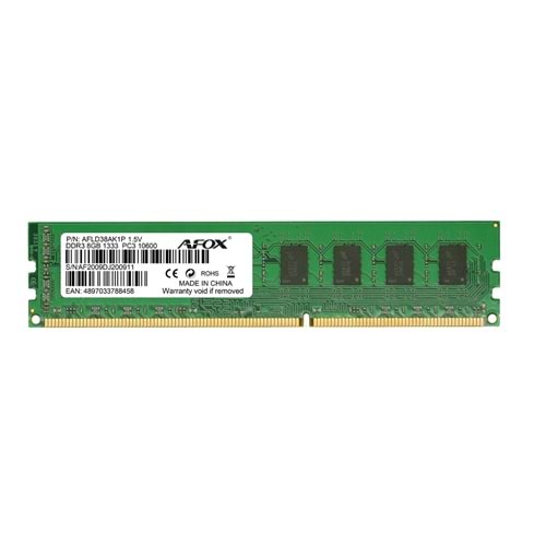 Afox 8GB 1333Mhz DDR 3 KIT Masaüstü RAM AFLD38AK1P