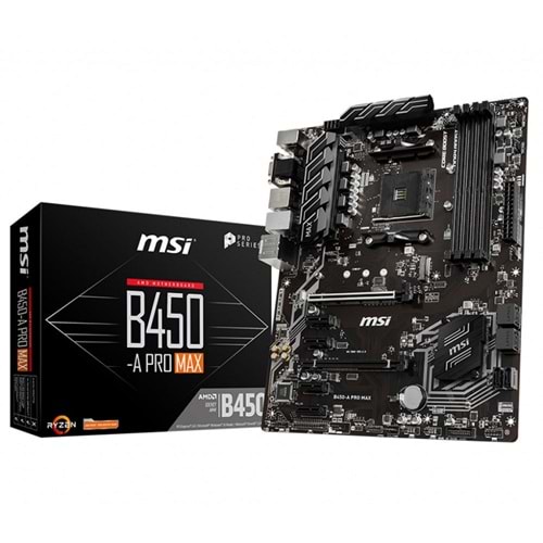 Msi B450-A PRO max B450 Ddr4 hdmi dvi vga AMD4 Anakart