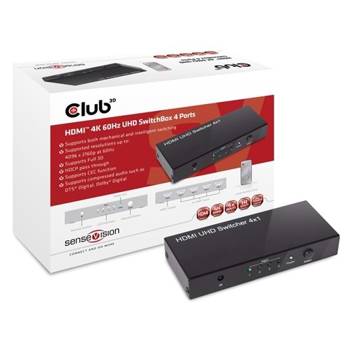 CLUB3D HDMI 2.0 UHD 4 Bağlantı Noktası Sinyal Çoğaltıcı CSV-1370