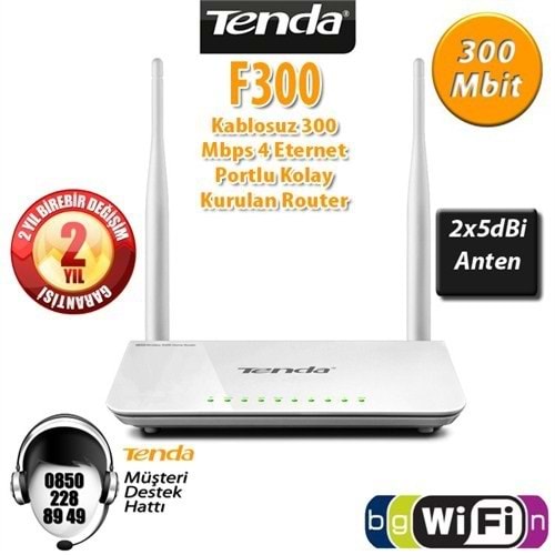 Tenda 4Port WiFi-N 300Mbps Router 2 Anten F300