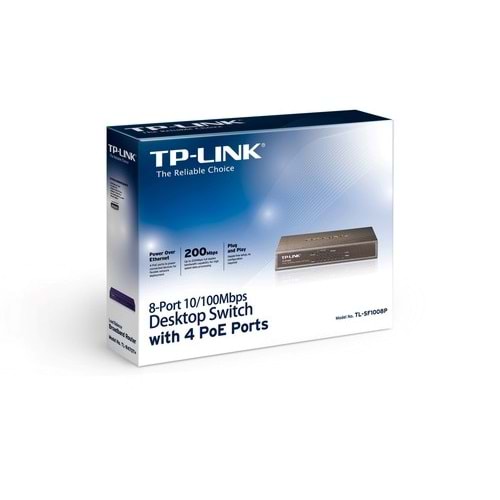 TP-Link TL-SF1008P 8 Port 4 Port PoE 57W Masaüstü Switch