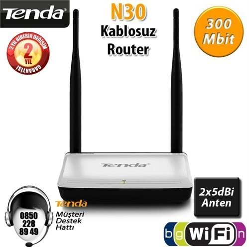 Tenda 1Port WiFi-N 300Mbps 2 Anten Router/AP N30