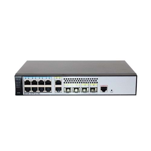 Huawei 8Ethernet 10/100/1000 ports 2 Gig SFP amp;2 dualpurp. 10/100/1000 or SFP AC S5720-12TP-LI-AC