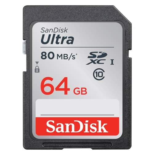 Sandisk 64GB Ultra SDXC 80MB Class 10 UHS I SD-MMC Hafıza Kartı SDSDUNC-064G-GN6IN